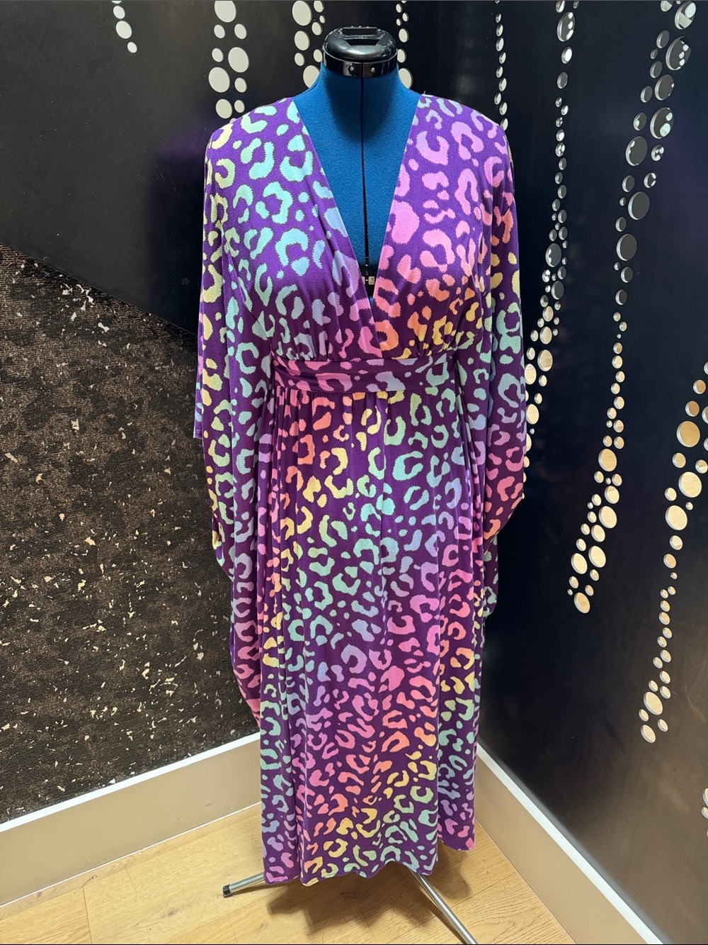 Vibrant Purple Multi-Color Leopard Print Maxi Dress